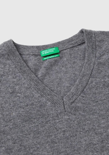  Erkek Antrasit Melanj V Yaka %100 Merino Kazak