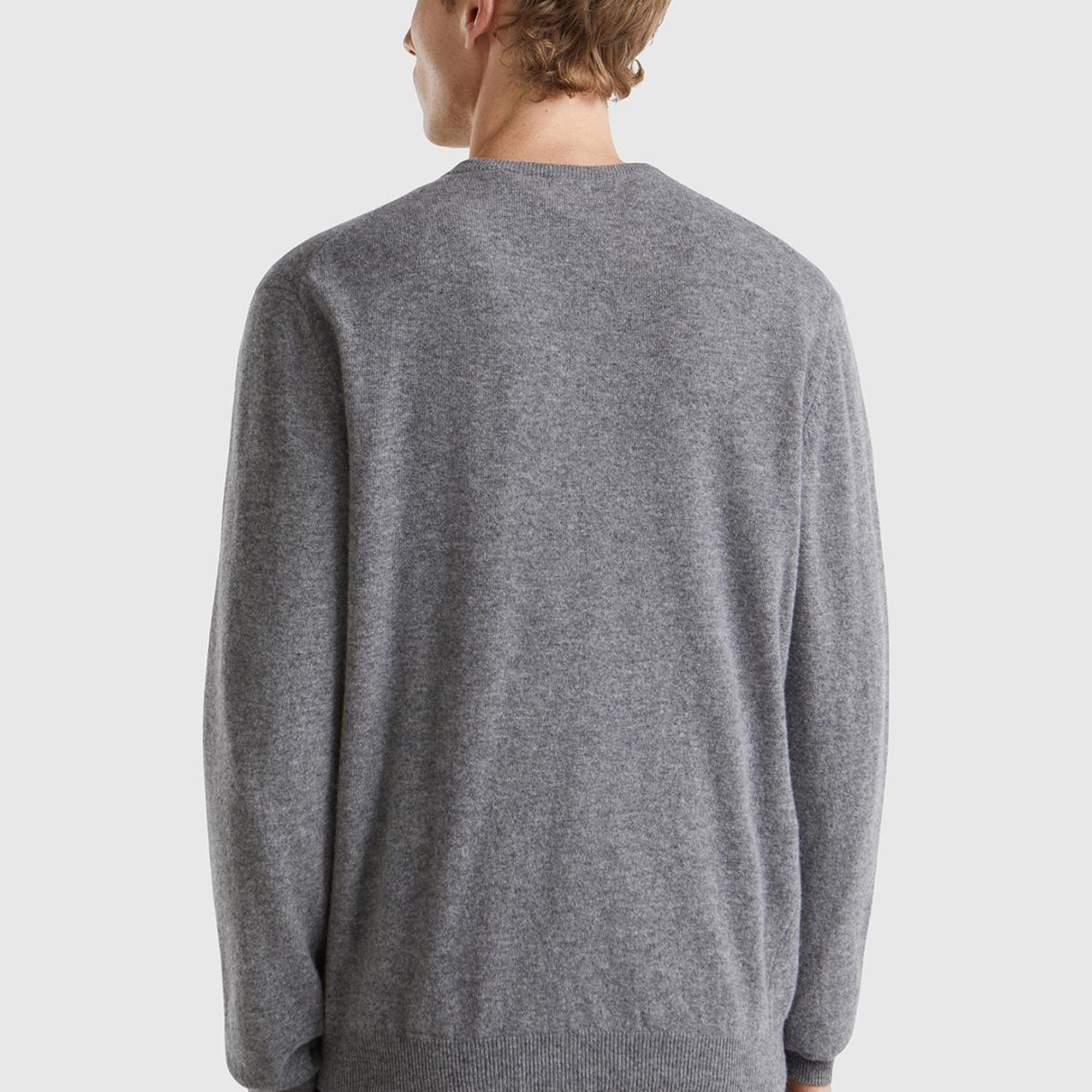 Erkek Antrasit Melanj V Yaka %100 Merino Kazak