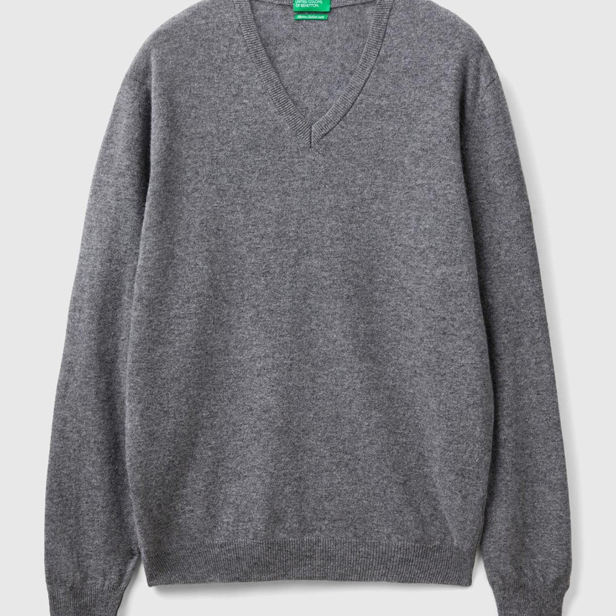 Erkek Antrasit Melanj V Yaka %100 Merino Kazak