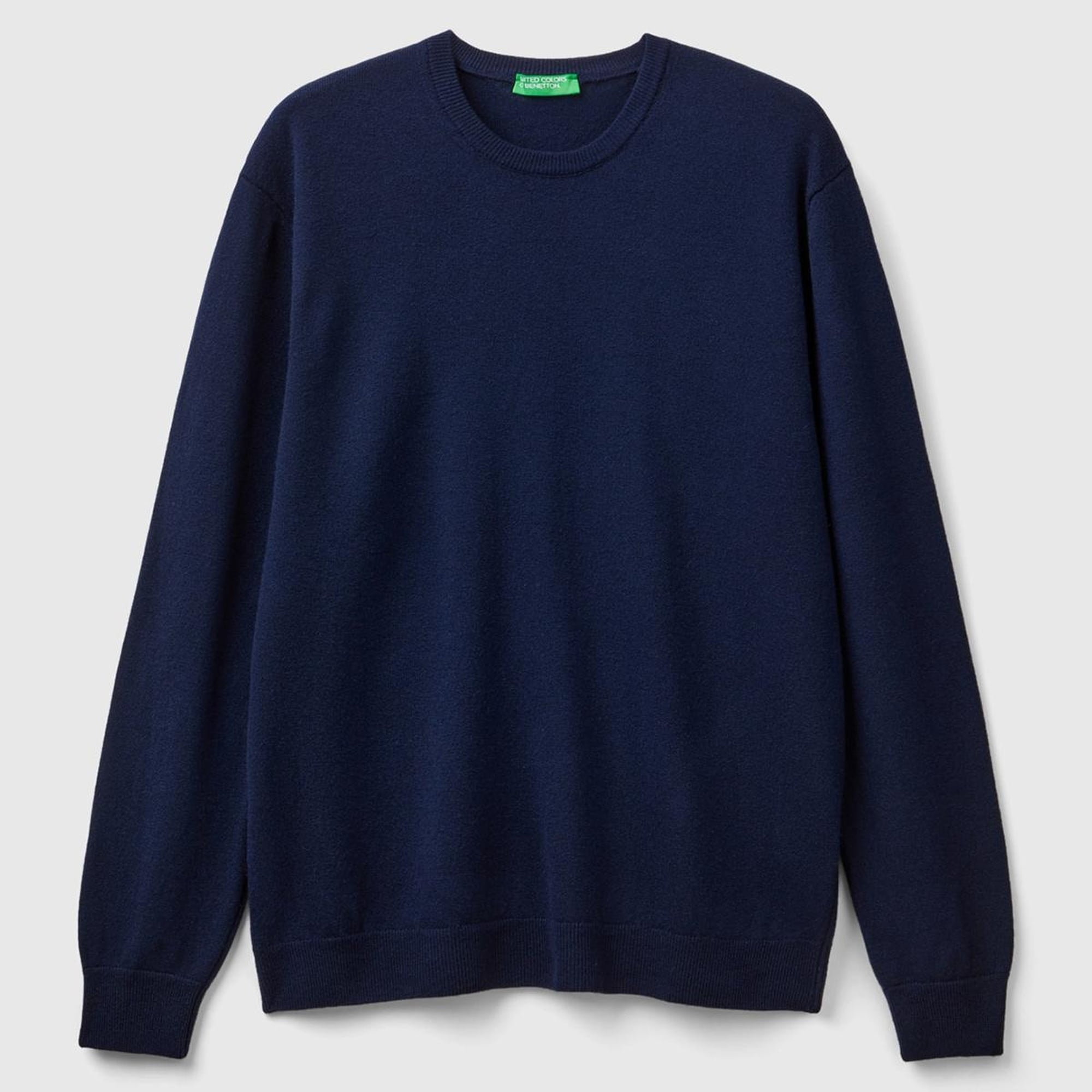 Erkek Lacivert Bisiklet Yaka %100 Merino Kazak