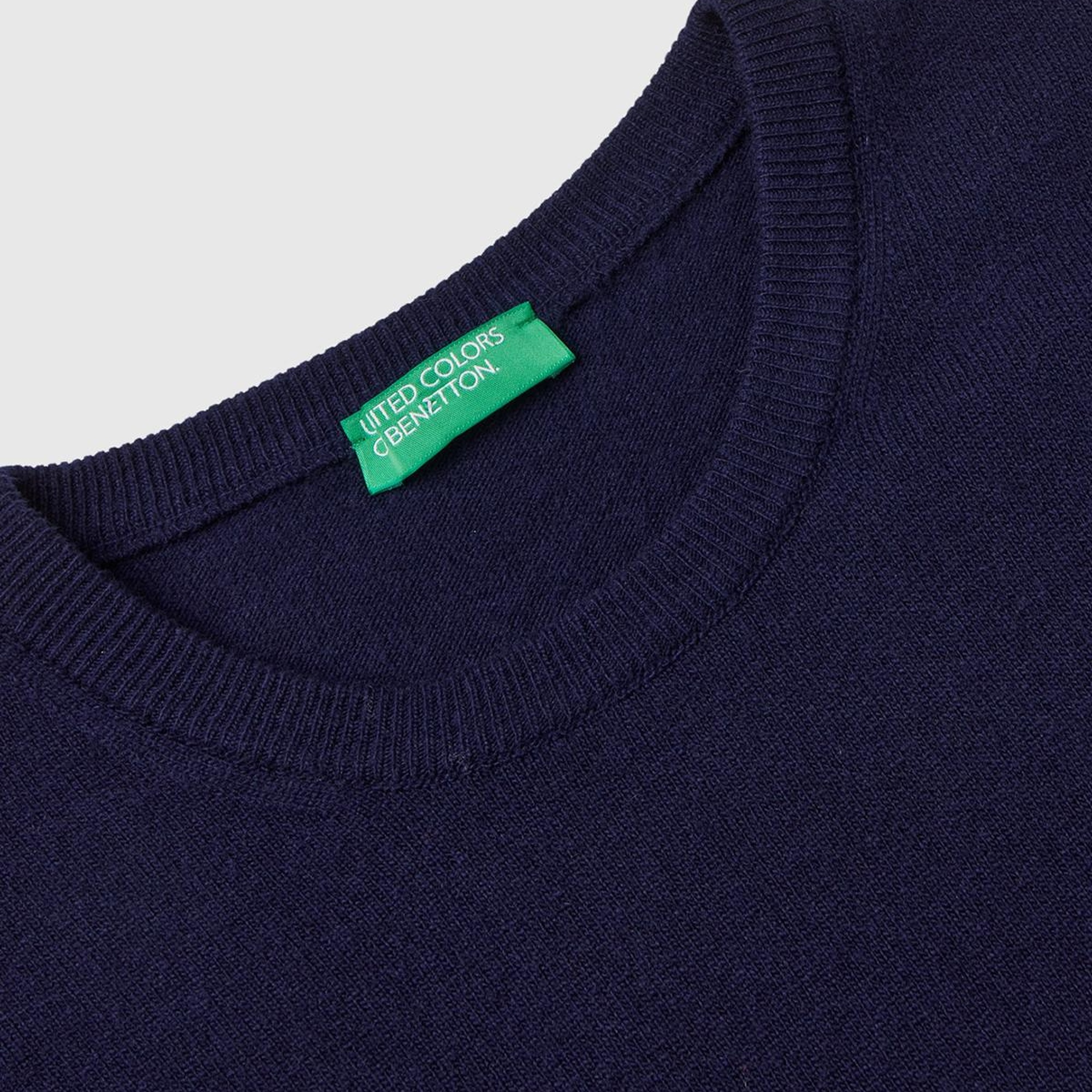 Erkek Lacivert Bisiklet Yaka %100 Merino Kazak