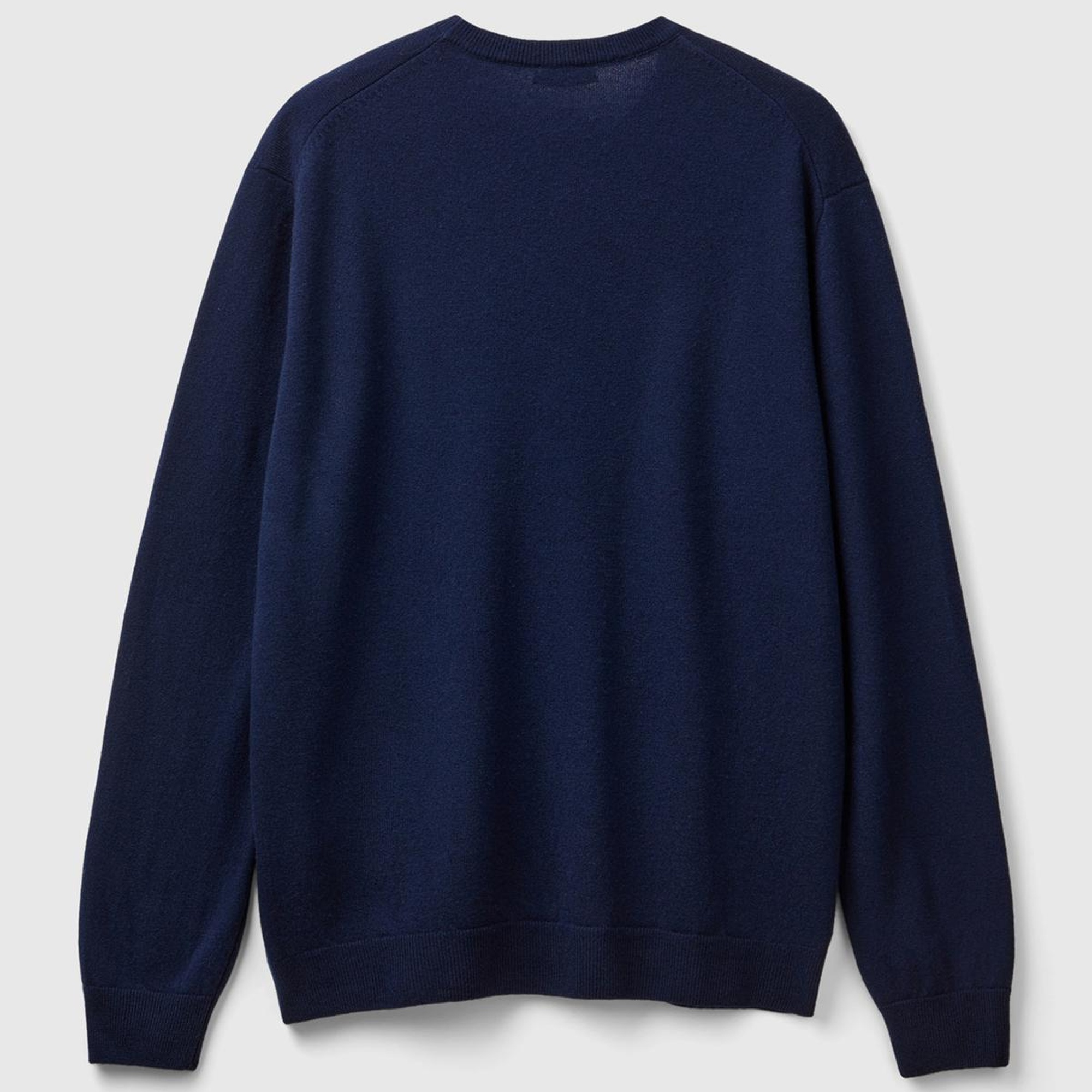 Erkek Lacivert Bisiklet Yaka %100 Merino Kazak