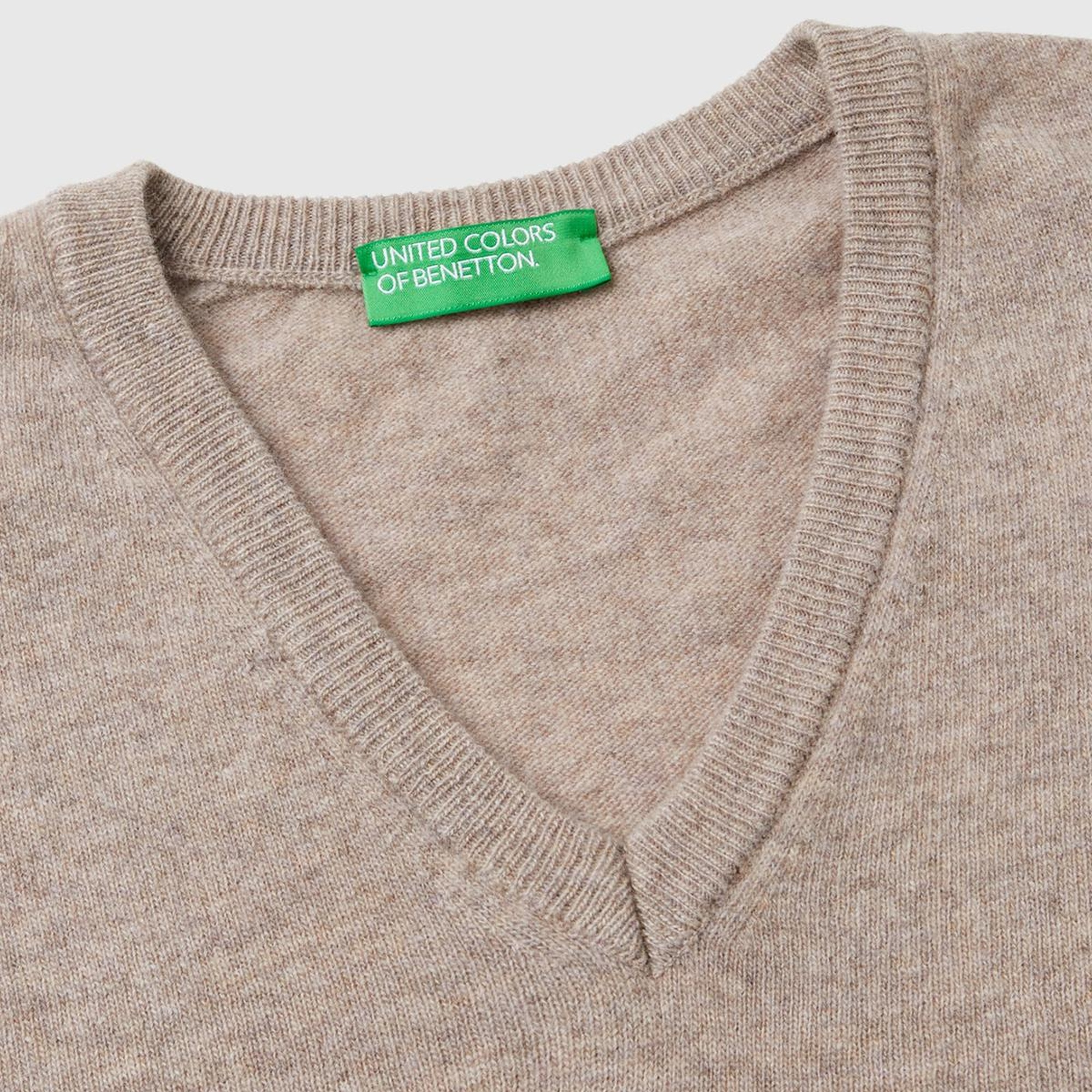 Erkek Bej Melanj V Yaka %100 Merino Kazak