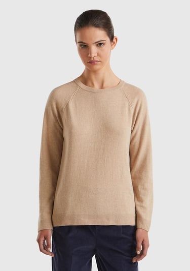  Kadın Sütlü Kahve Kaşmir Karışımlı Kazak