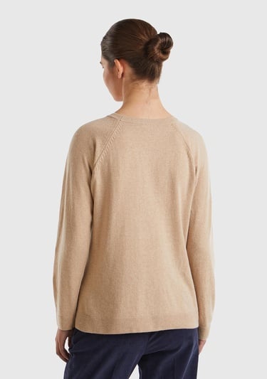  Kadın Sütlü Kahve Kaşmir Karışımlı Kazak