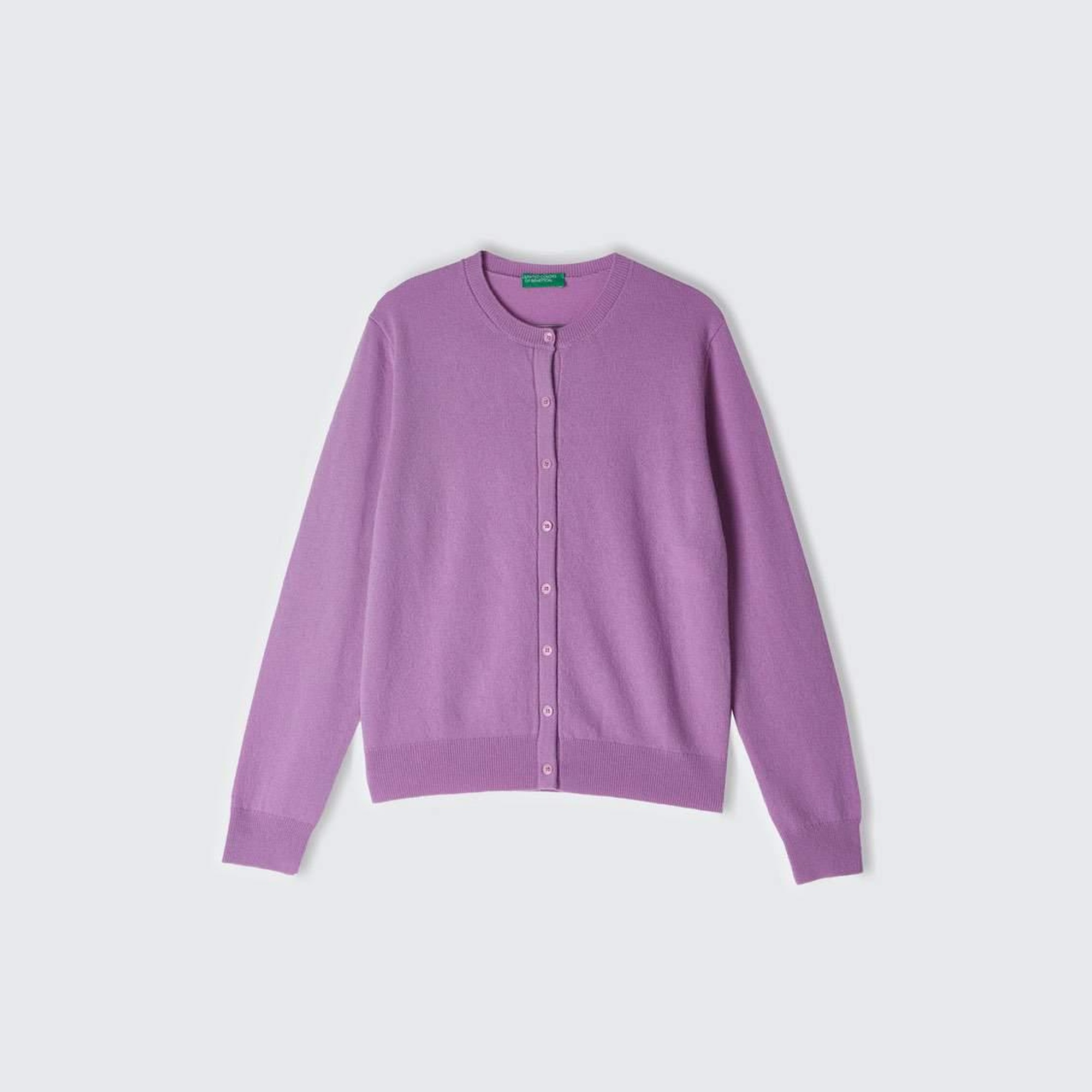 Kadın Lila %100 Kaşmir Yuvarlak Yaka Önü Düğme İliklemeli Hırka