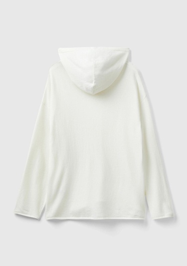  Kadın Krem Kaşmir Karışımlı Kapşonlu Kazak