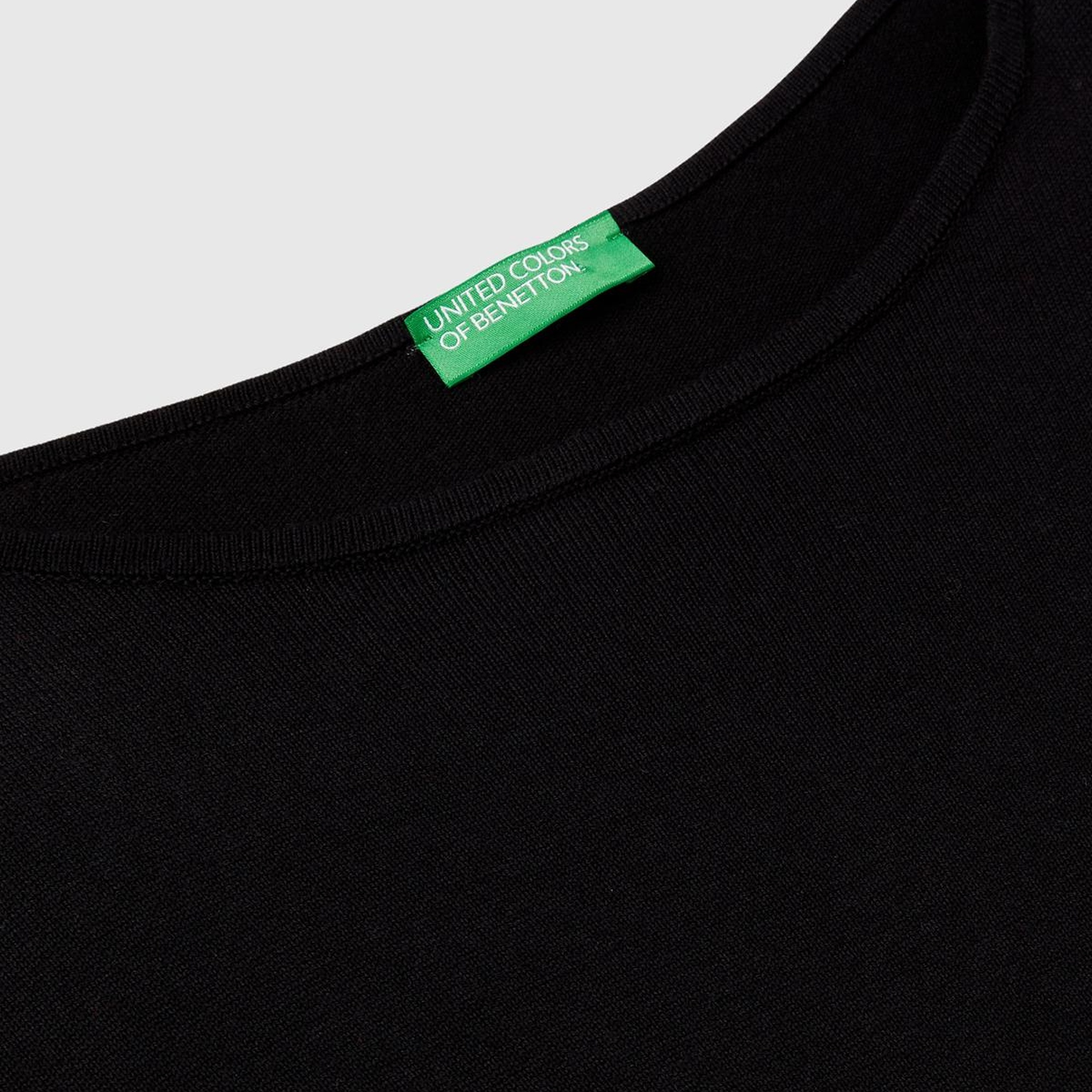 Kadın Siyah Pamuk ve Modal Karışımlı Ribana Detaylı Kayık Yaka Kazak