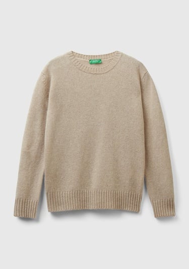  Kadın Bej Melanj Bisiklet Yaka Shetland Kazak