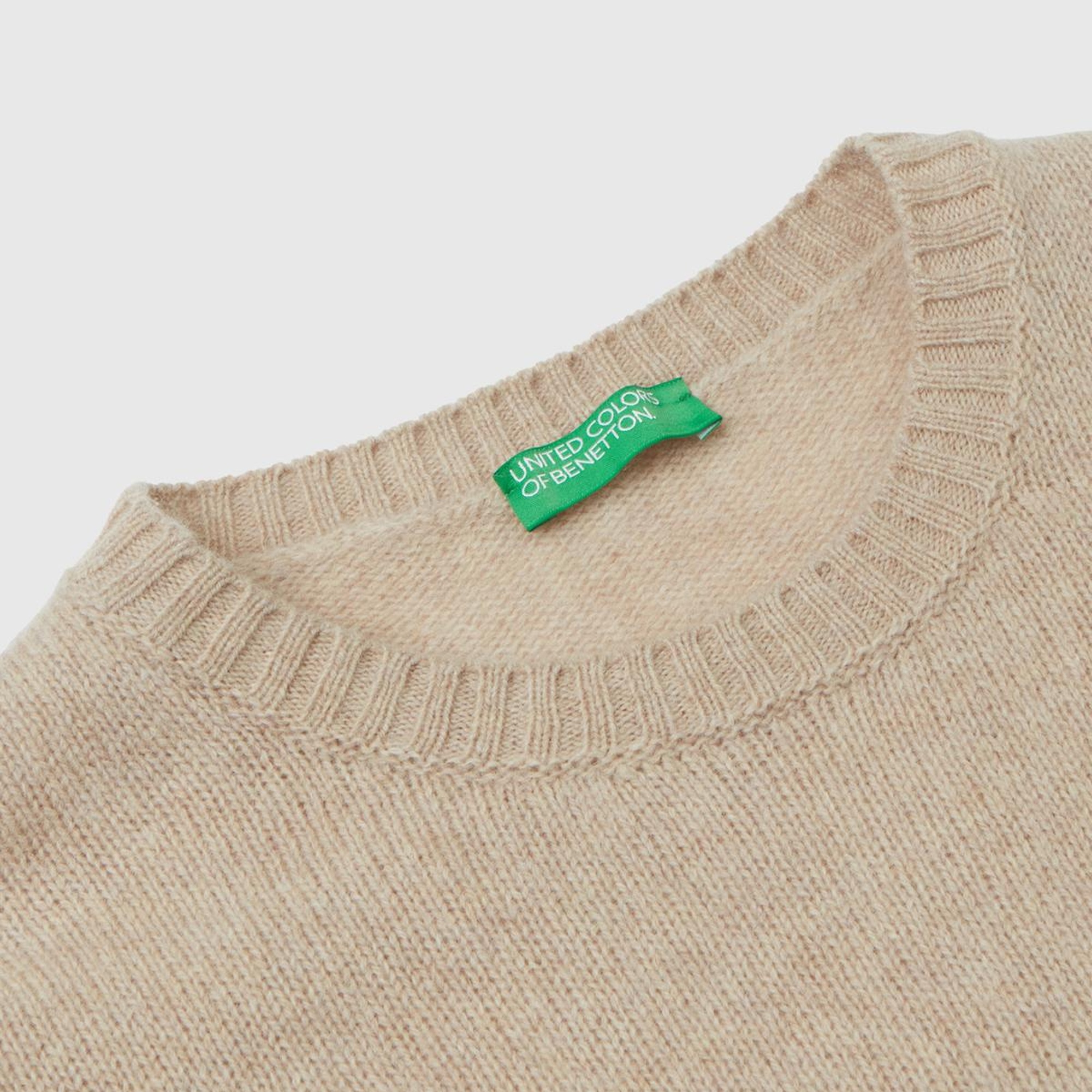 Kadın Bej Melanj Bisiklet Yaka Shetland Kazak