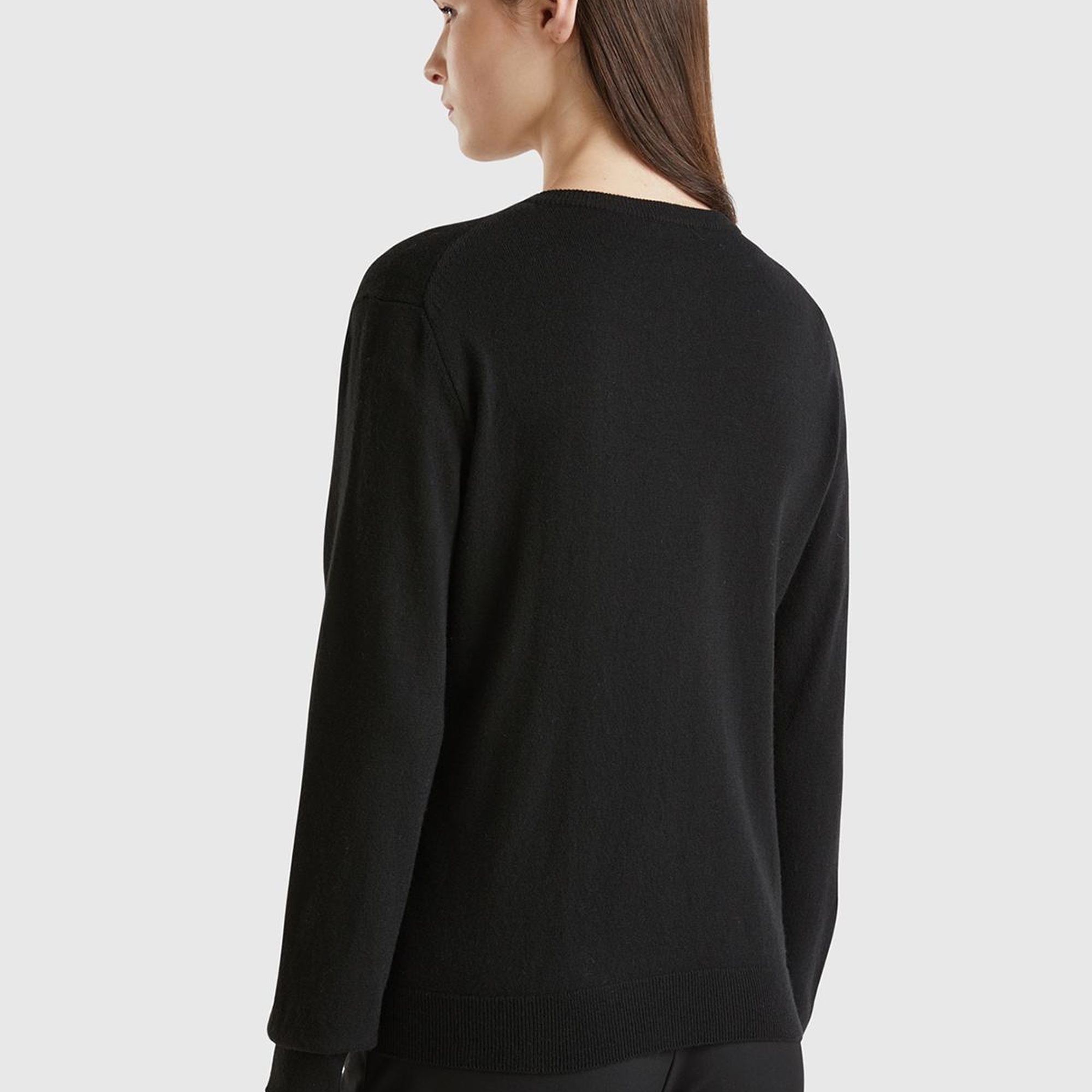 Kadın Siyah Kaşmir Karışımlı  Hırka