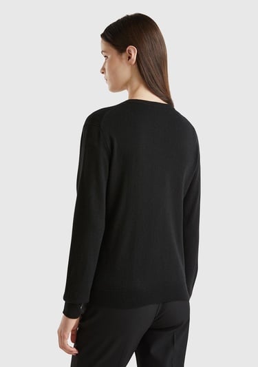  Kadın Siyah Kaşmir Karışımlı  Hırka