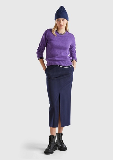  Kadın Mor Bisiklet Yaka Shetland Kazak