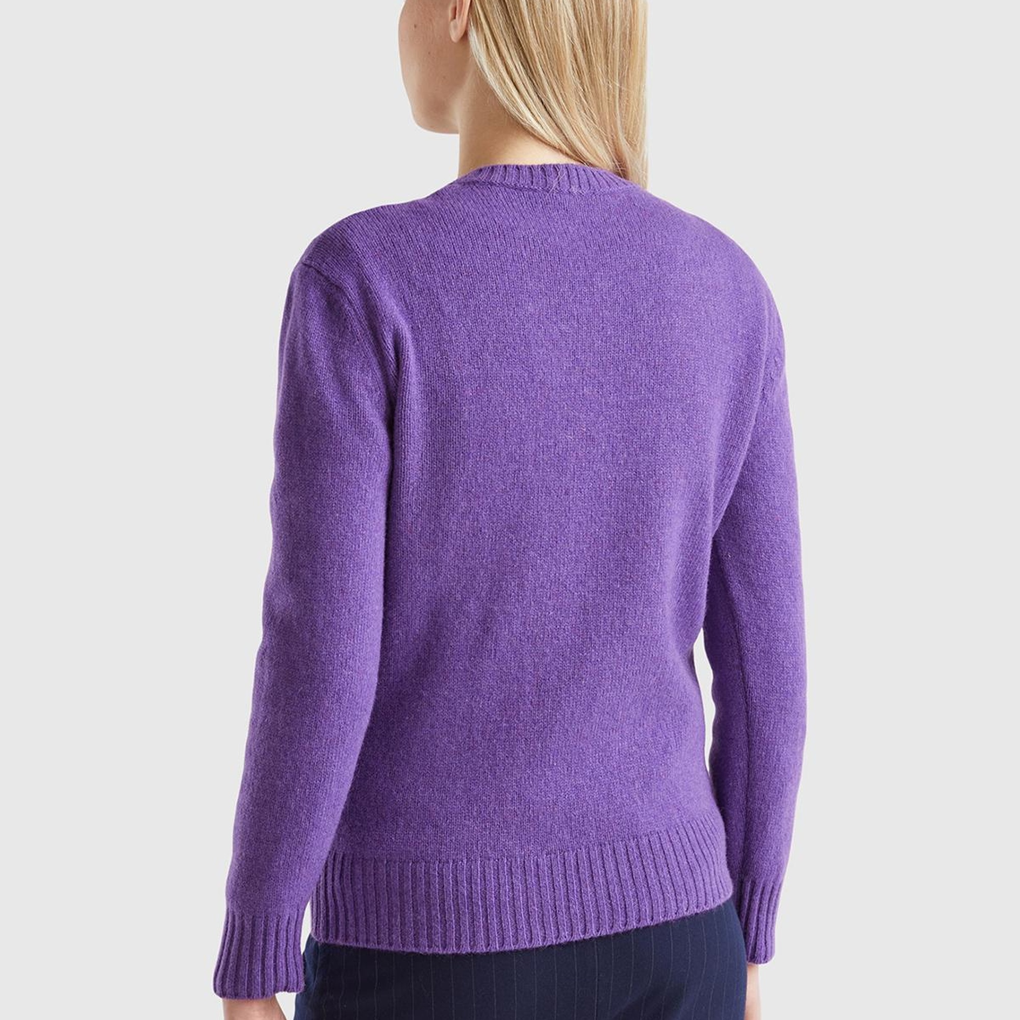 Kadın Mor Bisiklet Yaka Shetland Kazak