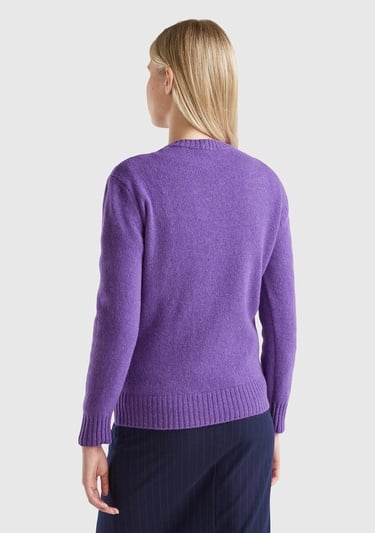  Kadın Mor Bisiklet Yaka Shetland Kazak