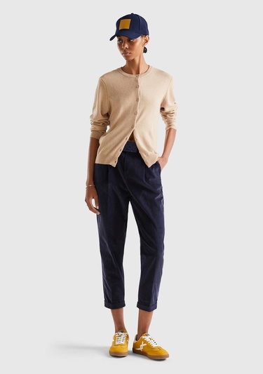  Kadın Bej Kaşmir Karışımlı  Hırka