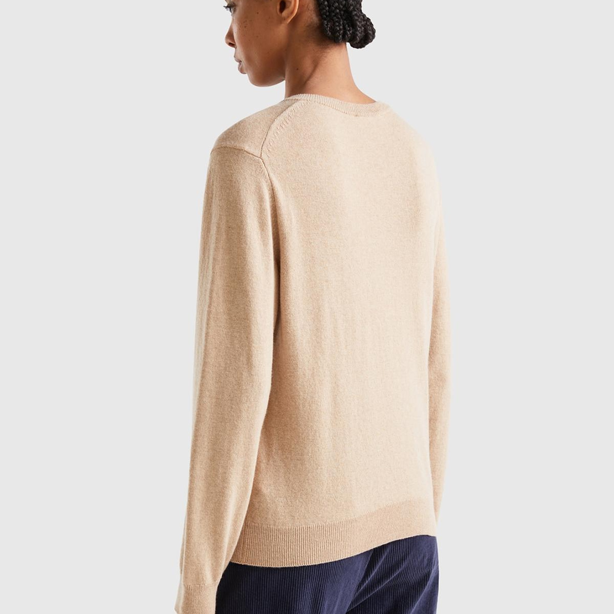 Kadın Bej Kaşmir Karışımlı  Hırka