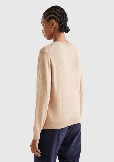  Kadın Bej Kaşmir Karışımlı  Hırka