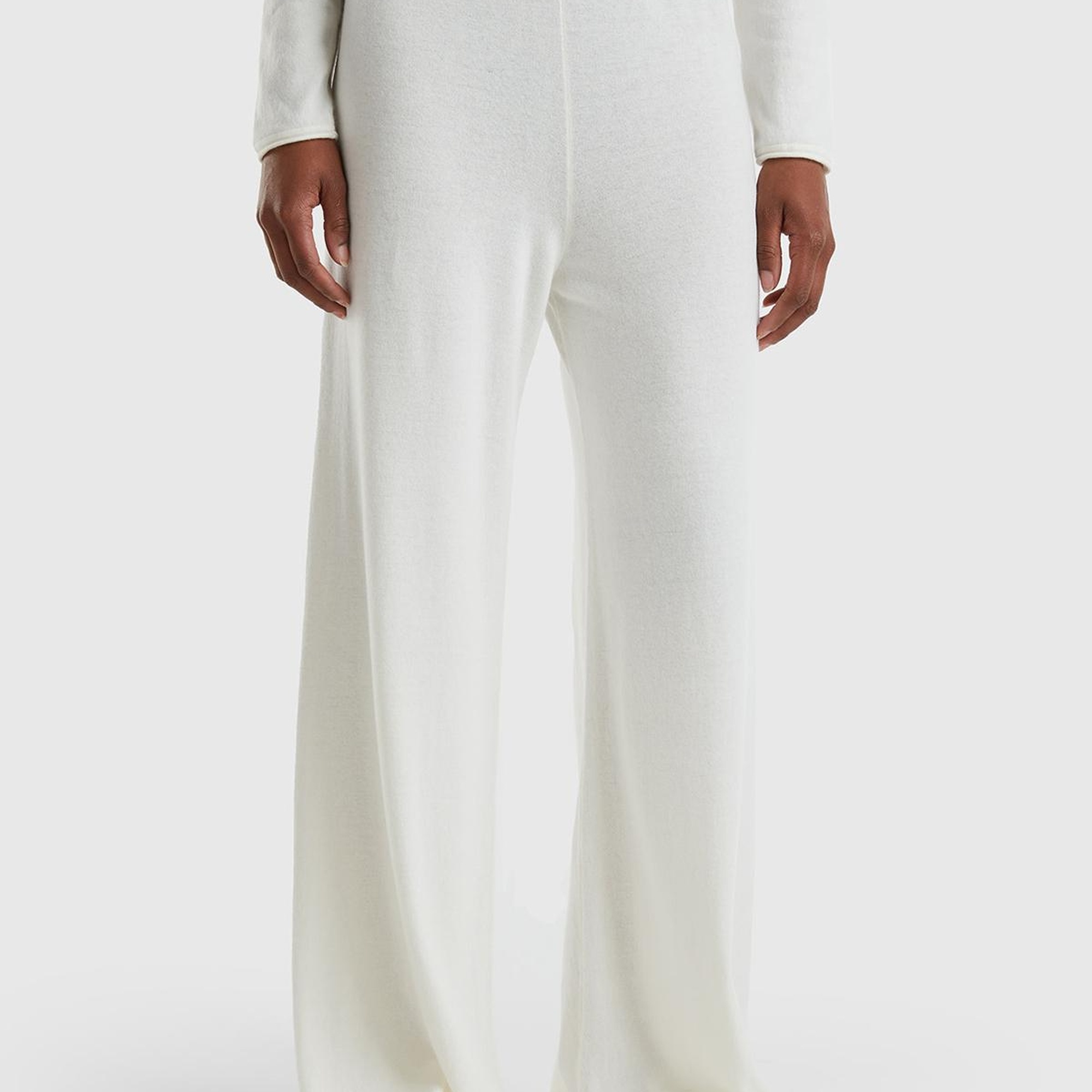 Kadın Krem Kaşmir Karışımlı  Triko Eşofman Altı