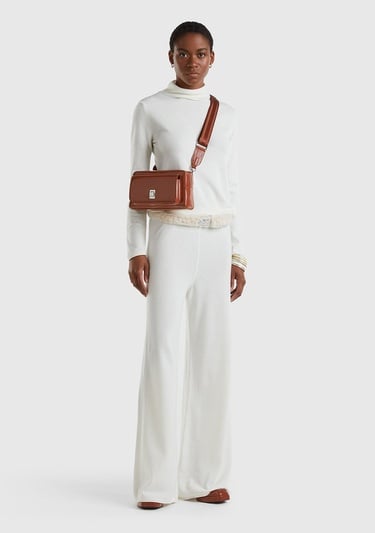  Kadın Krem Kaşmir Karışımlı  Triko Eşofman Altı