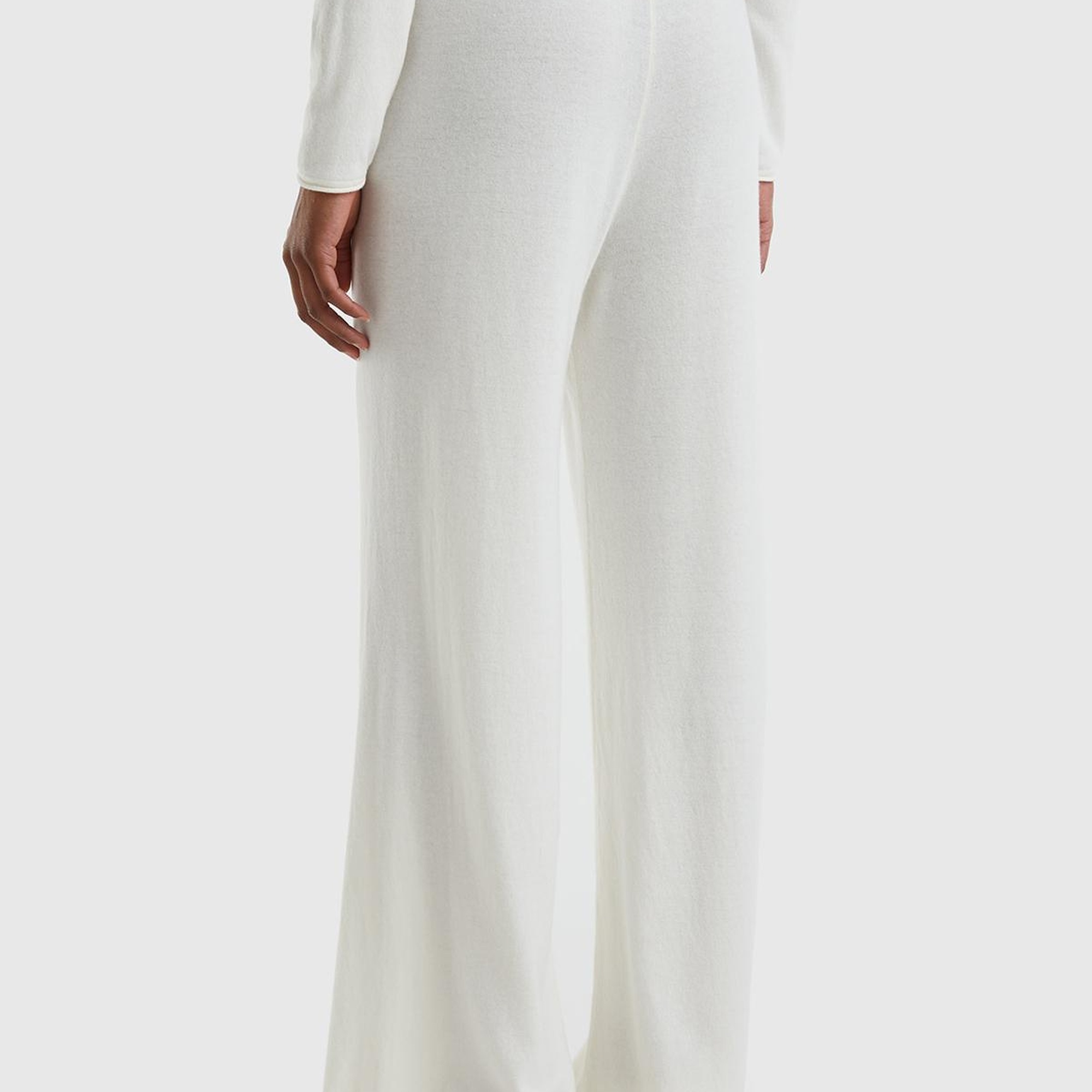 Kadın Krem Kaşmir Karışımlı  Triko Eşofman Altı