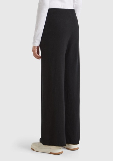  Kadın Siyah Kaşmir Karışımlı  Triko Eşofman Altı