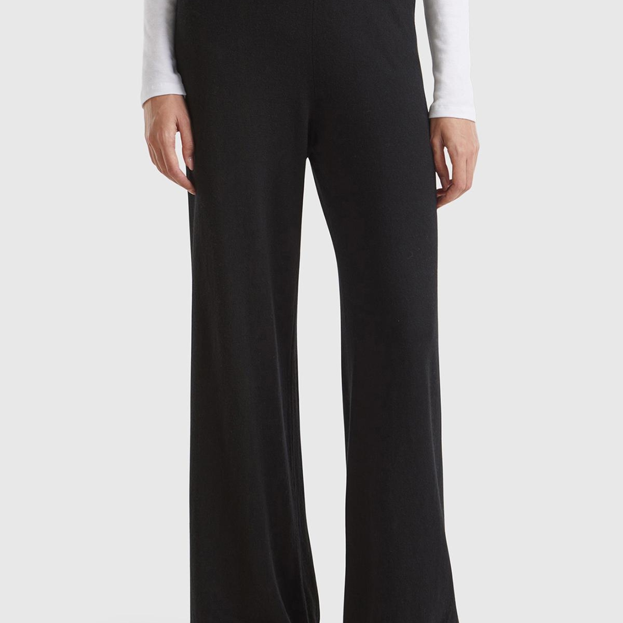 Kadın Siyah Kaşmir Karışımlı  Triko Eşofman Altı