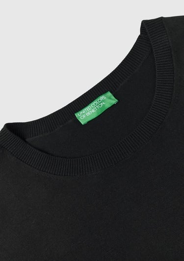  Erkek Siyah Pamuk Karışımlı Basic Kazak