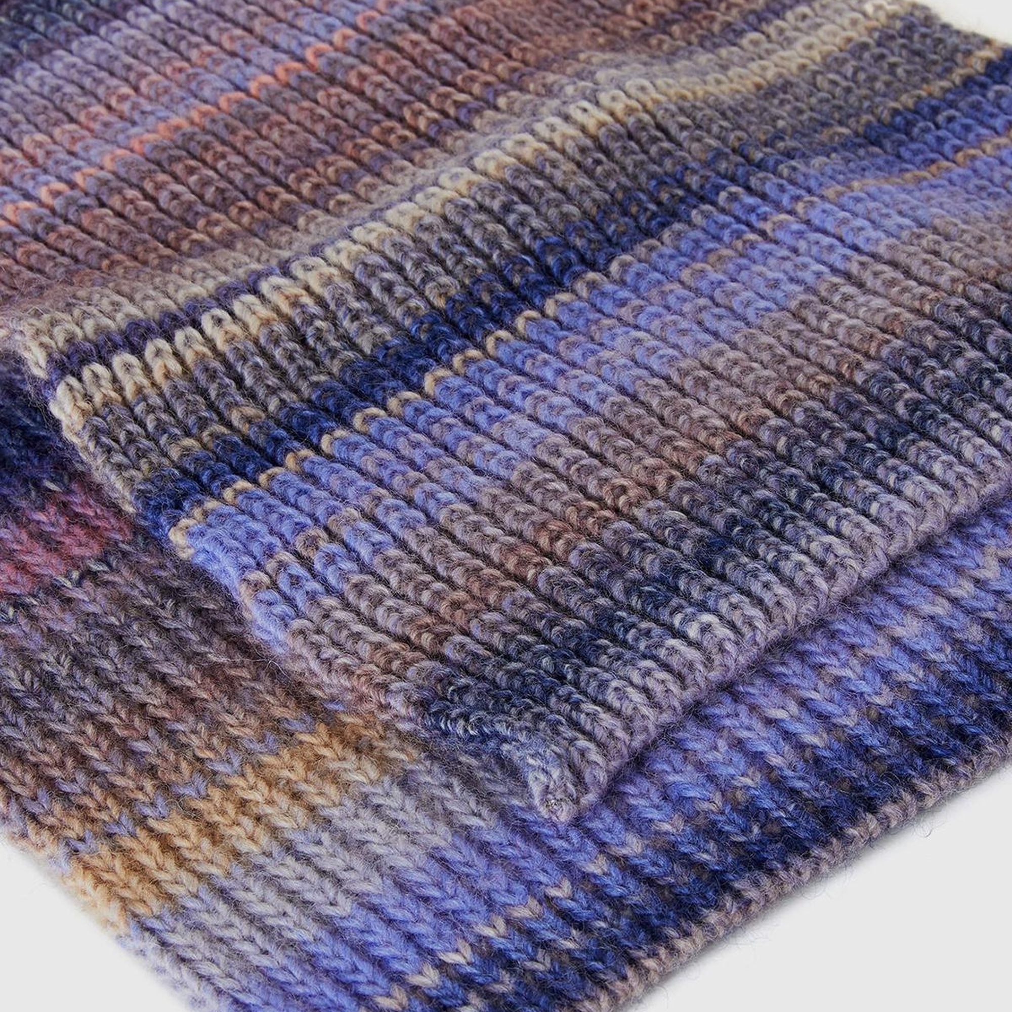 Kadın Mavi Mix Yün Karışımlı Renkli Çizgili Atkı