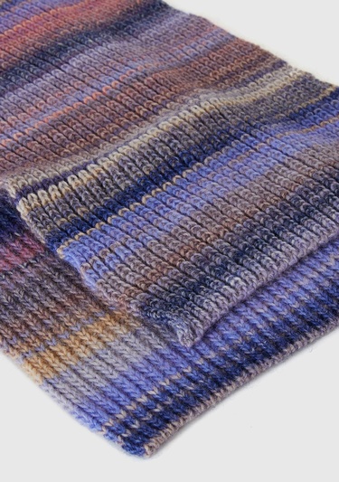  Kadın Mavi Mix Yün Karışımlı Renkli Çizgili Atkı