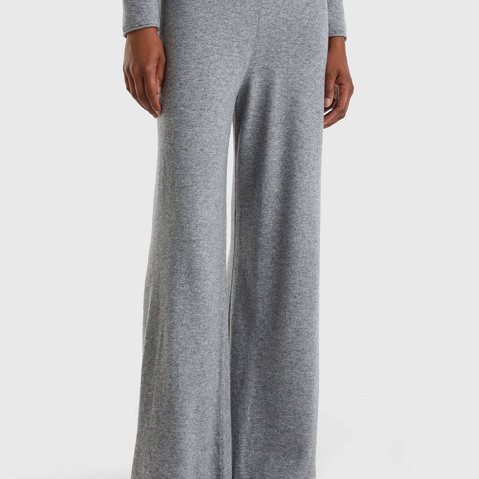 Kadın Gri Kaşmir Karışımlı  Triko Eşofman Altı