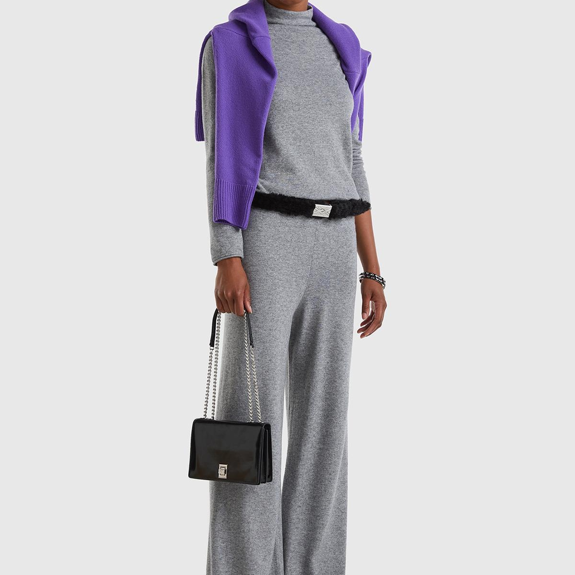 Kadın Gri Kaşmir Karışımlı  Triko Eşofman Altı