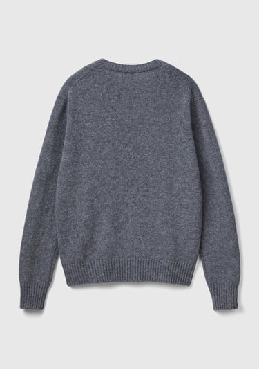  Erkek Antrasit Melanj Bisiklet Yaka Shetland Kazak