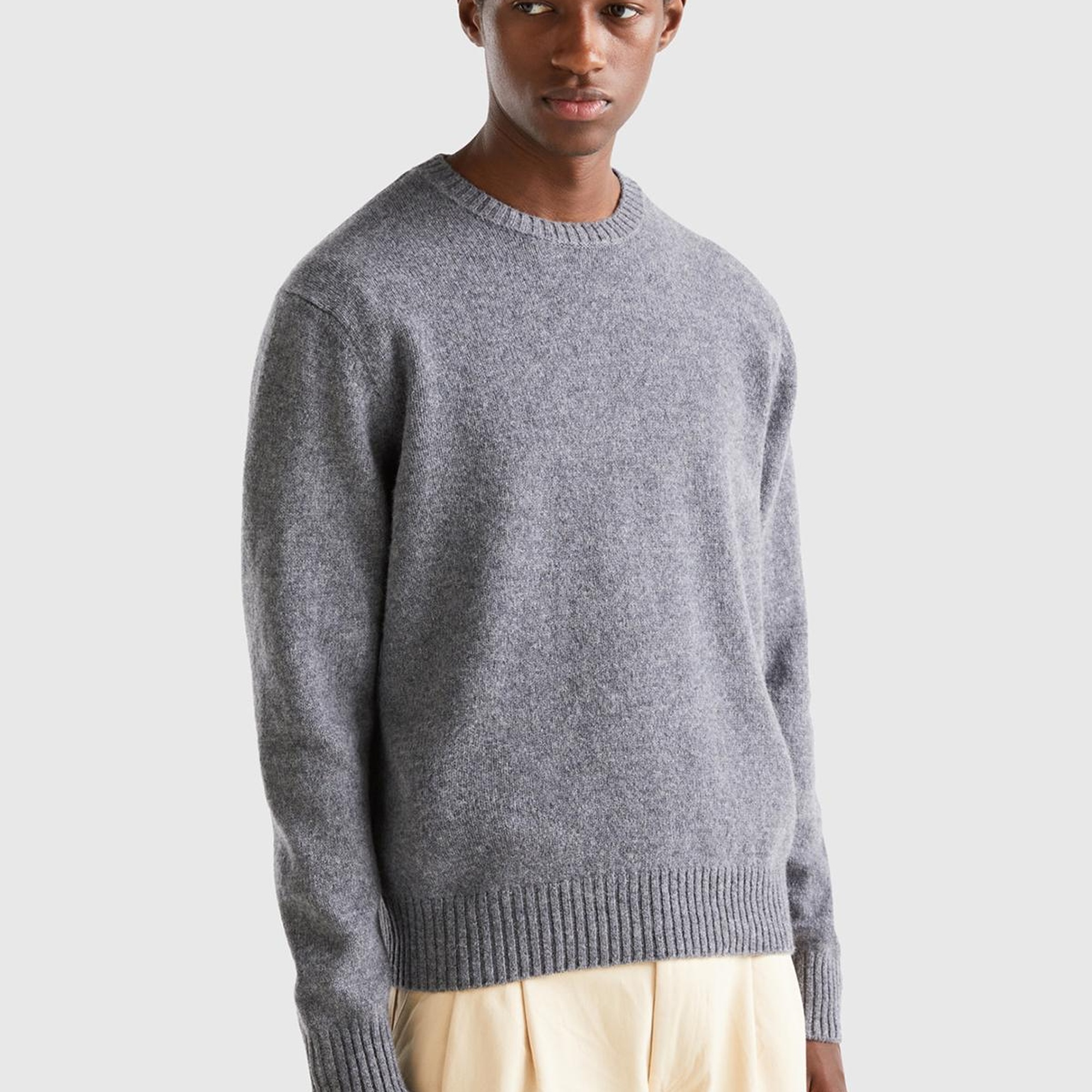 Erkek Antrasit Melanj Bisiklet Yaka Shetland Kazak