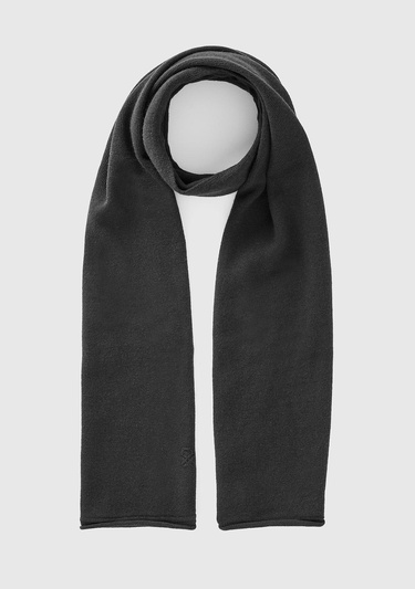  Kadın Siyah Yün ve Kaşmir Karışımlı Logo Detaylı Atkı