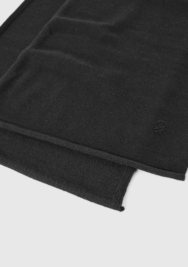  Kadın Siyah Yün ve Kaşmir Karışımlı Logo Detaylı Atkı