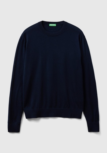  Erkek Lacivert %100 Extra Fine Merino Kazak