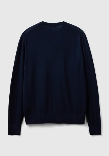  Erkek Lacivert %100 Extra Fine Merino Kazak