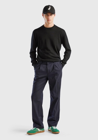  Erkek Siyah %100 Extra Fine Merino Kazak