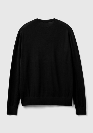  Erkek Siyah %100 Extra Fine Merino Kazak