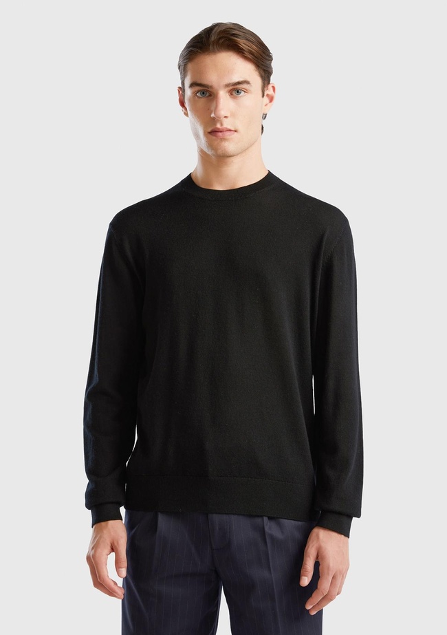  Erkek Siyah %100 Extra Fine Merino Kazak