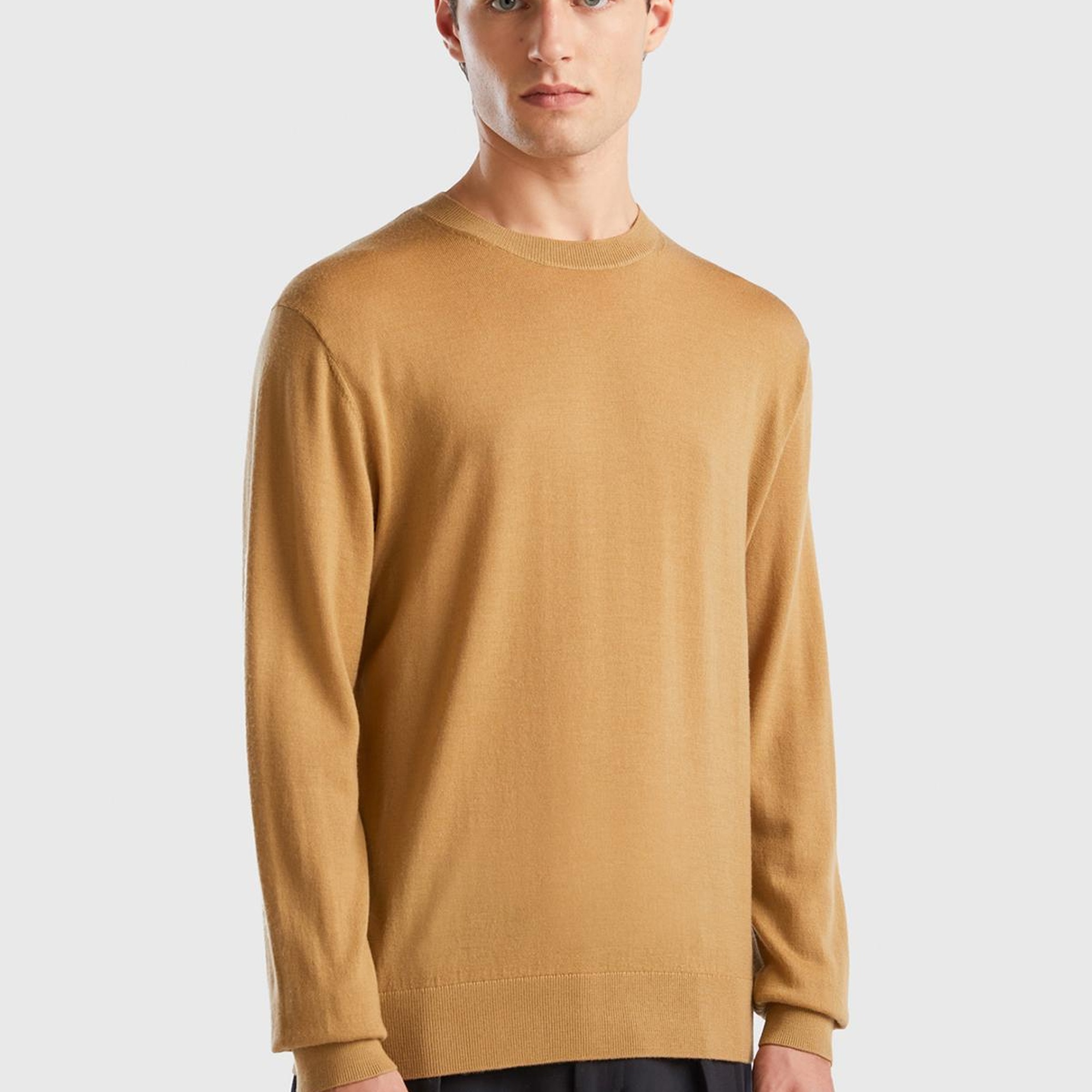 Erkek Taba %100 Extra Fine Merino Kazak