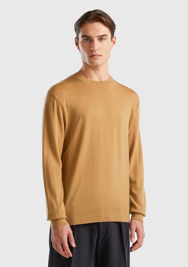  Erkek Taba %100 Extra Fine Merino Kazak