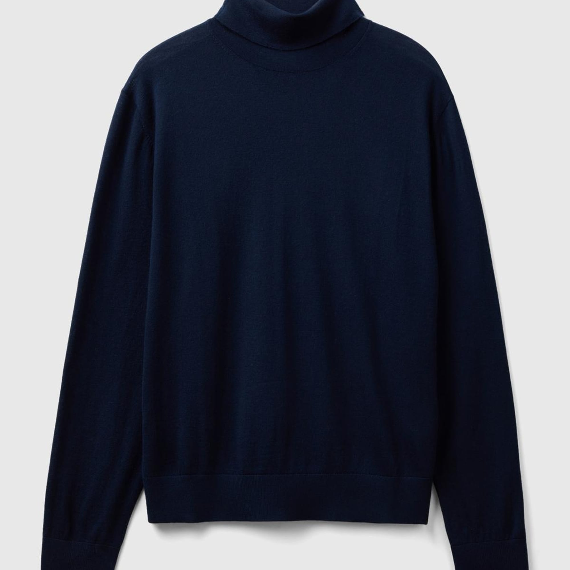 Erkek Lacivert %100 Extra Fine Merino Dik Yaka Kazak