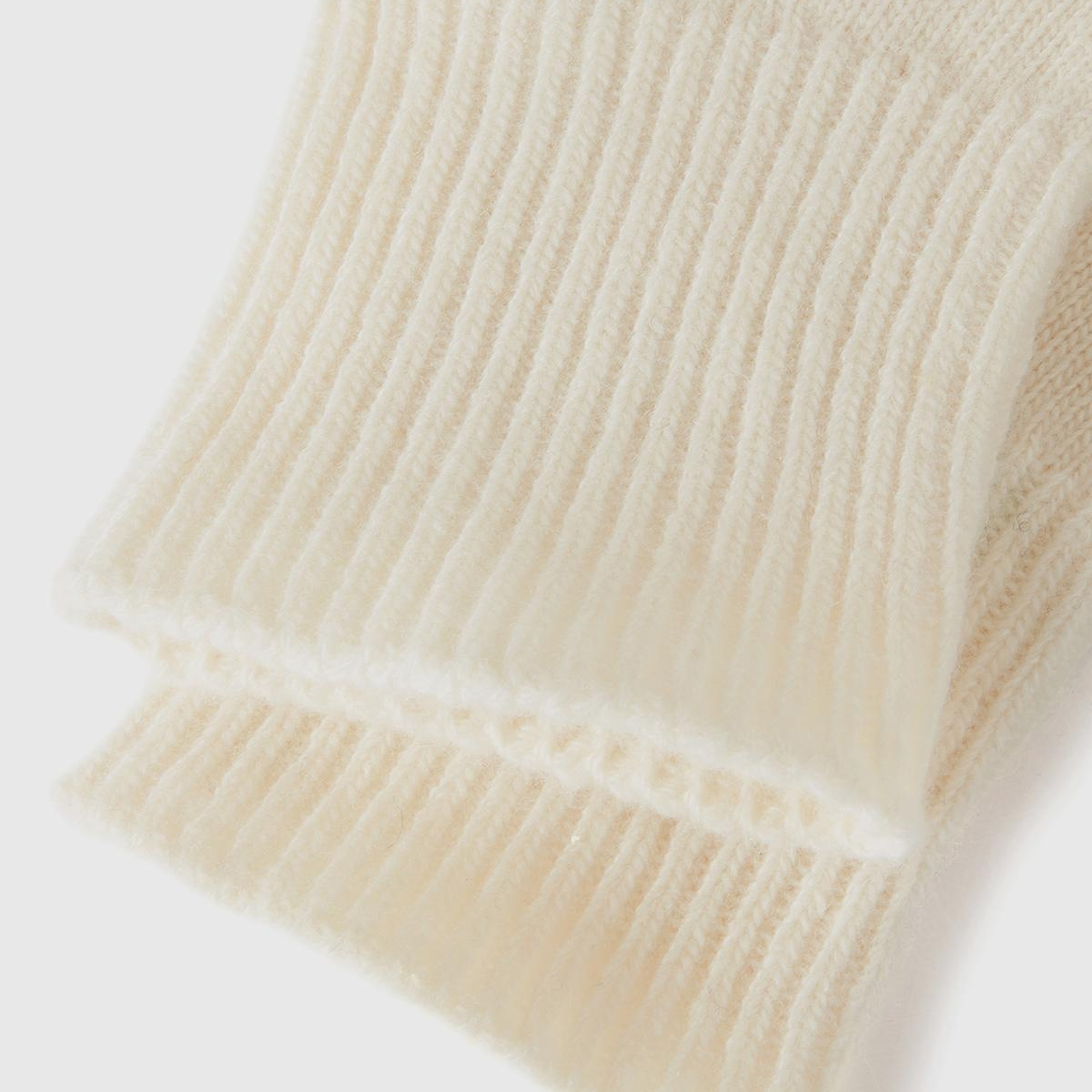 Kadın Krem %100 Yün Bilek Detaylı Düz Eldiven