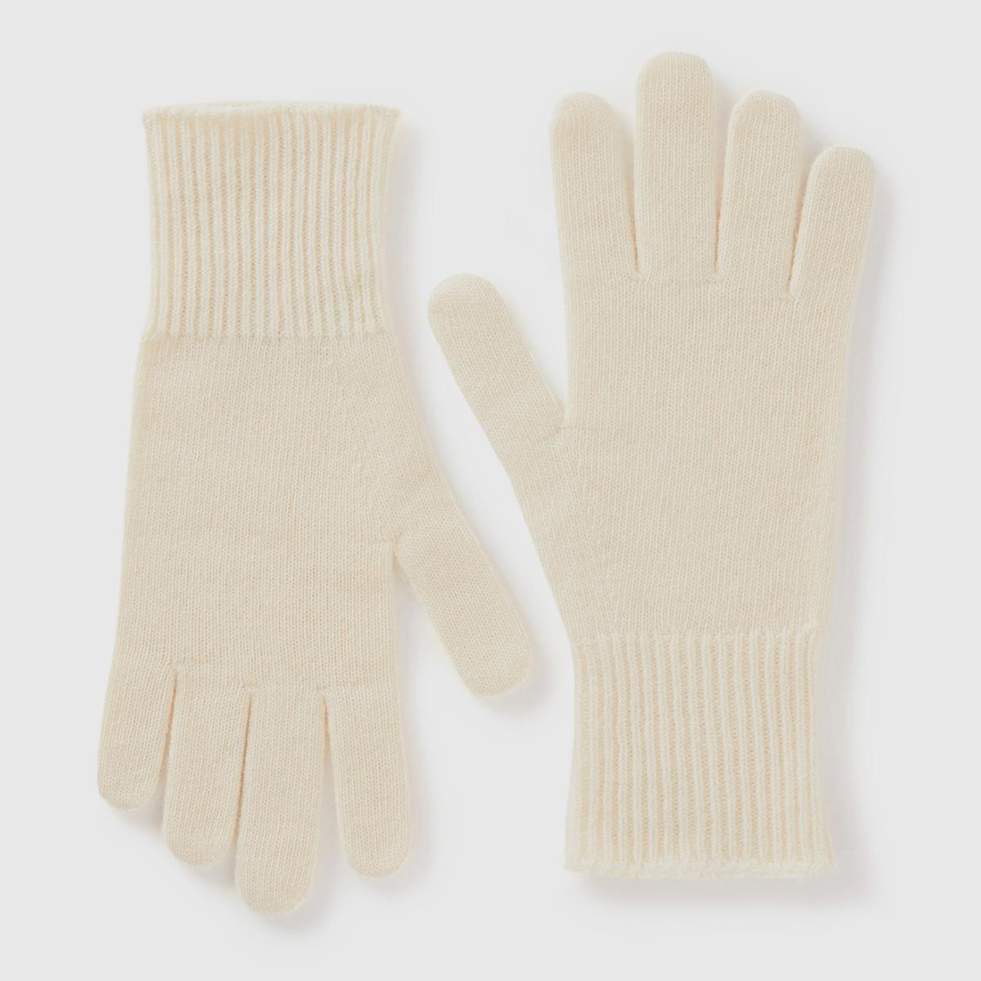 Kadın Krem %100 Yün Bilek Detaylı Düz Eldiven