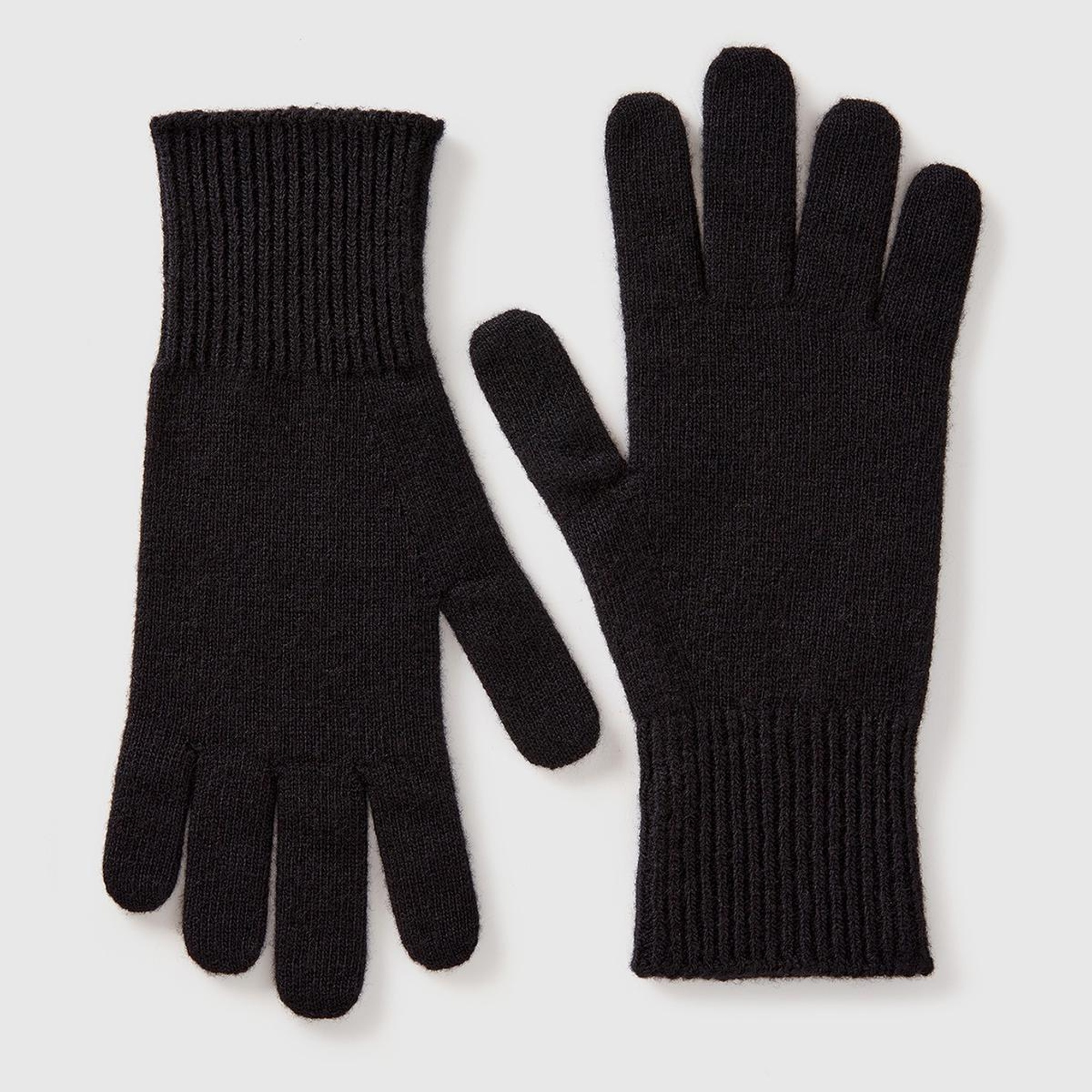 Kadın Siyah %100 Yün Bilek Detaylı Düz Eldiven