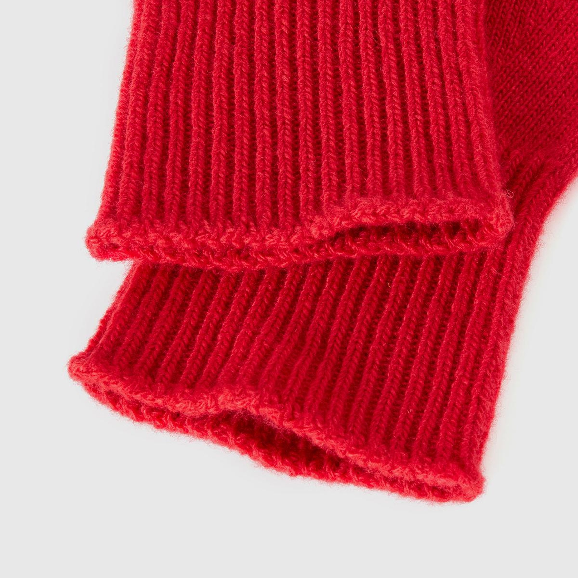 Kadın Kırmızı %100 Yün Bilek Detaylı Düz Eldiven