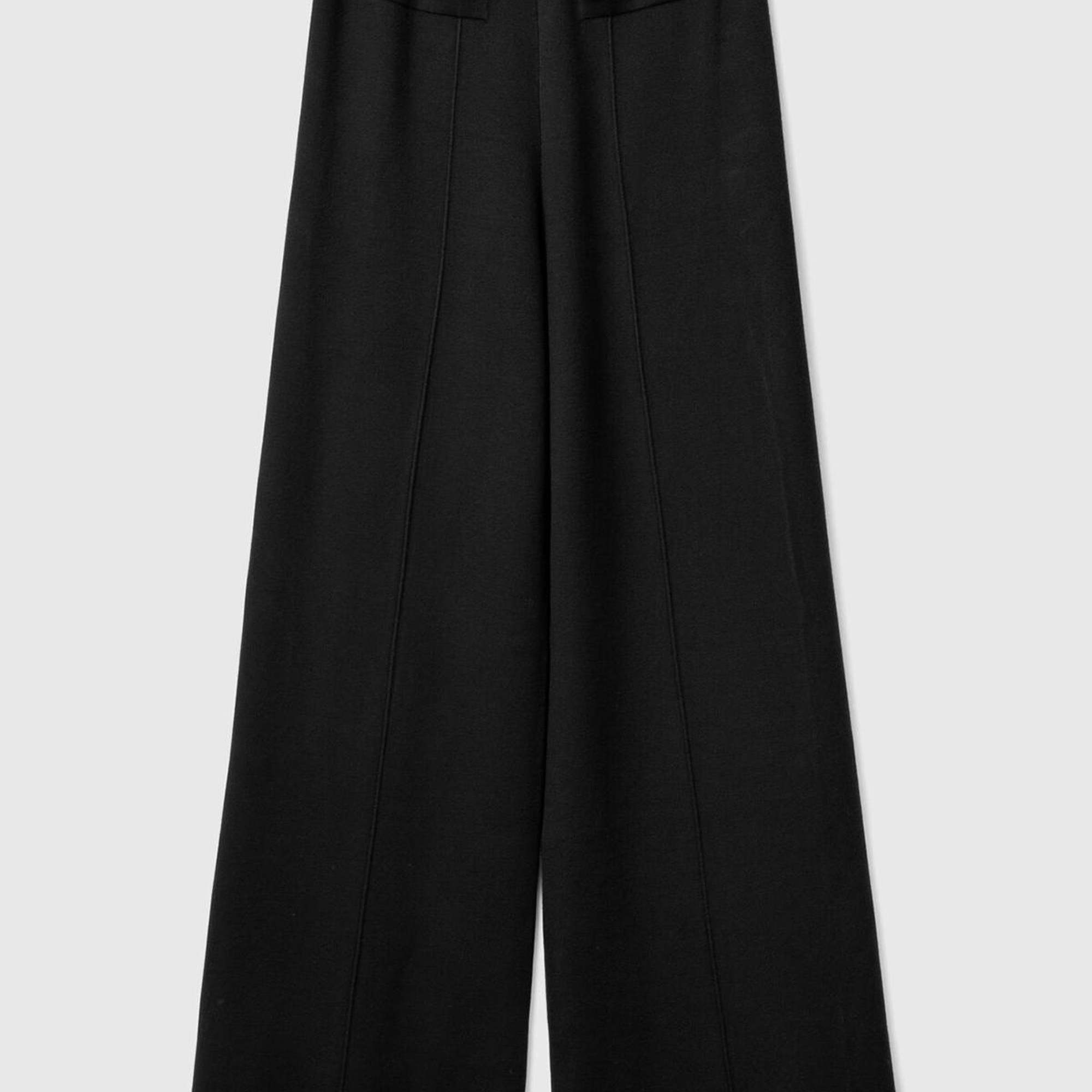 Kadın Siyah Viskoz Karışımlı Dikiş Detaylı Beli Elastik Palazzo Pantolon