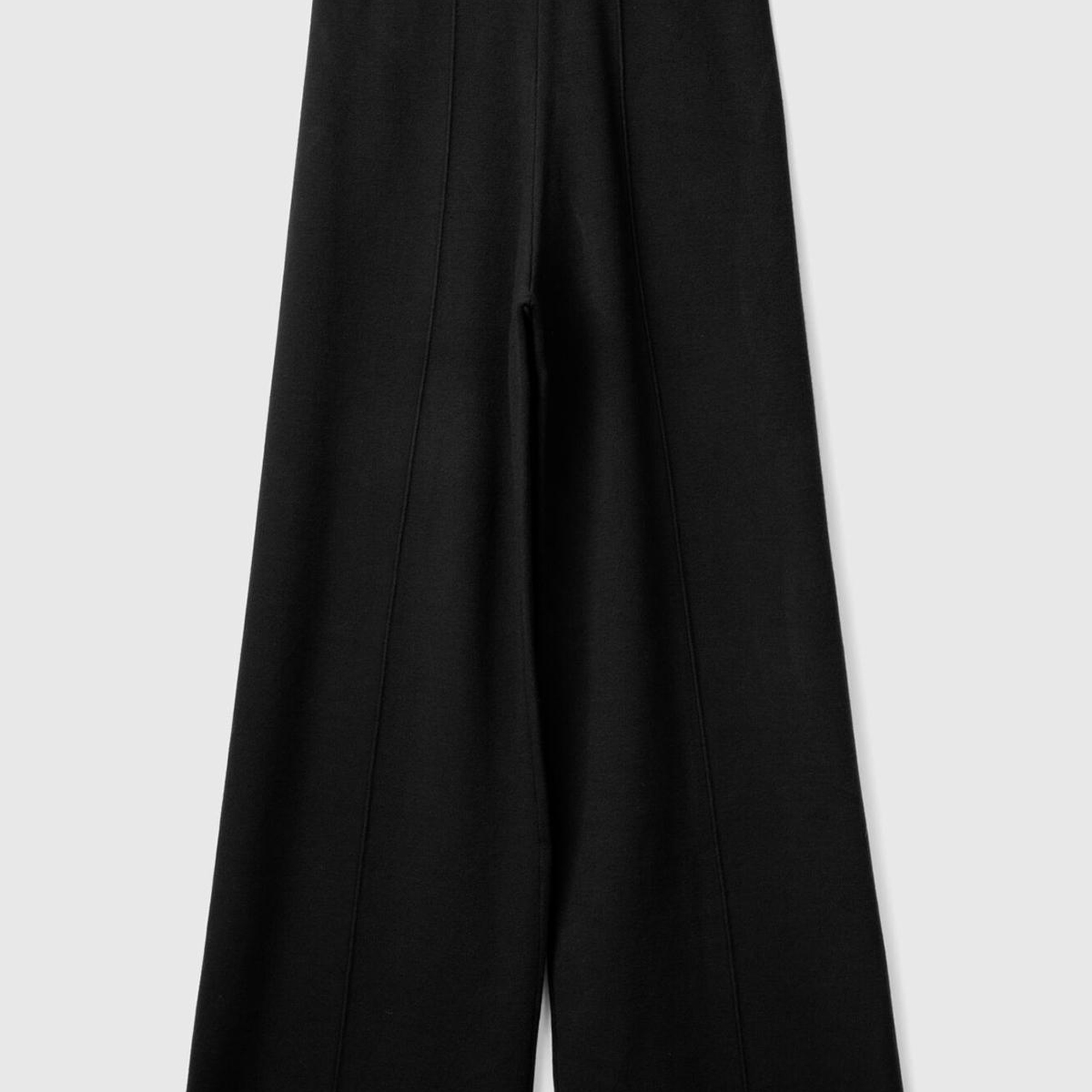 Kadın Siyah Viskoz Karışımlı Dikiş Detaylı Beli Elastik Palazzo Pantolon